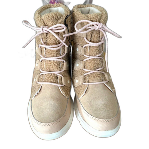 SOREL EXPLORER II LIL JOAN COZY SHERPA WATERPROOF BOOTS SIZE 9 SAND & PINK NWOB - Picture 4 of 13